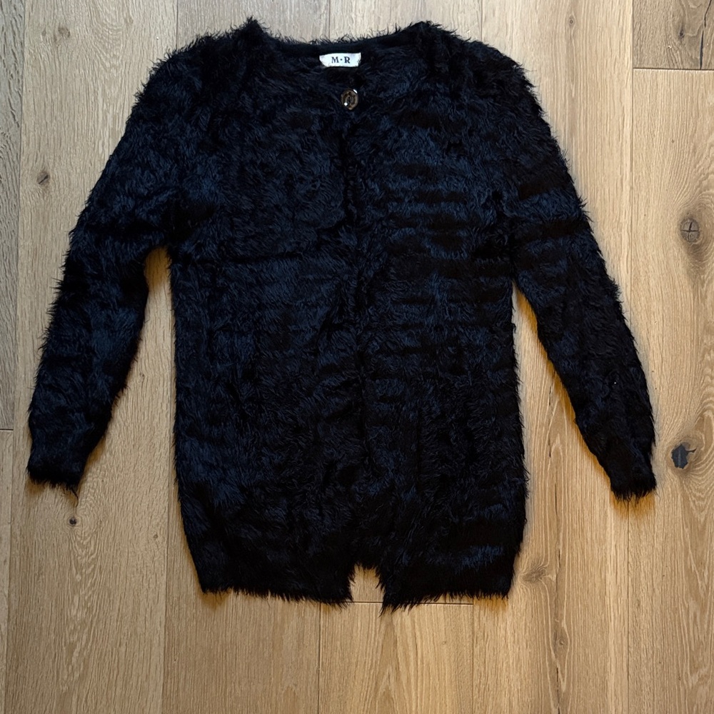 Chic Black Fuzzy Cardigan